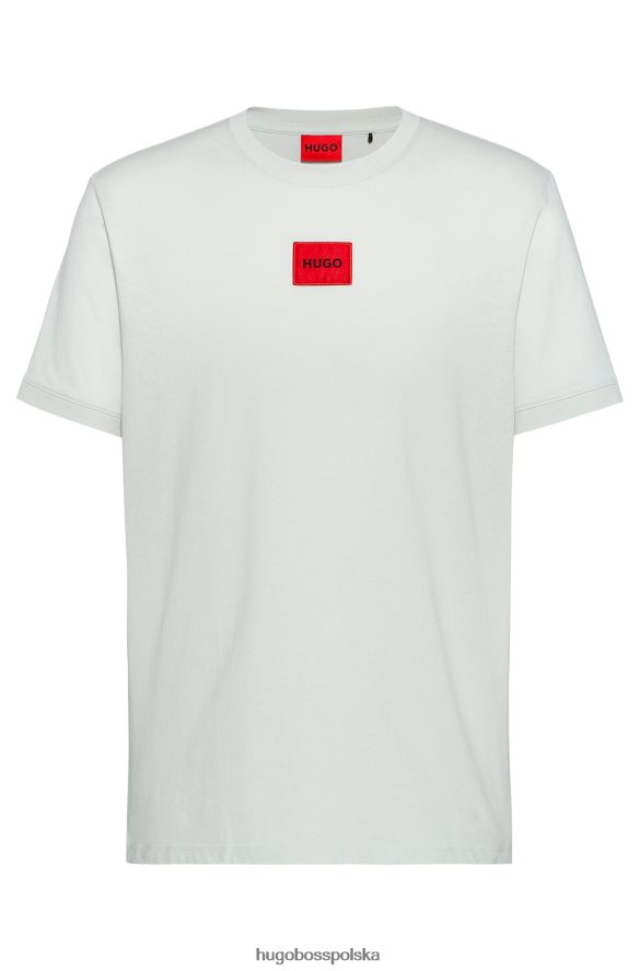 Hugo Boss jasnozielona, ​​bawełniana koszulka o regularnym kroju z czerwoną metką z logo hugo jasnozielony R0X0H63557