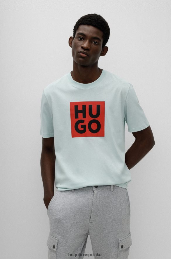 Hugo Boss jasnozielona koszulka Hugo z bawełny organicznej z nowym nadrukiem logo jasnozielony R0X0H64418