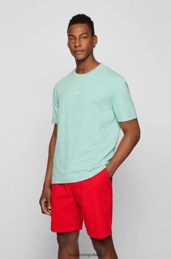 Hugo Boss jasnozielona koszulka o swobodnym kroju z elastycznej bawełny z nadrukiem logo hugo jasnozielony R0X0H61172