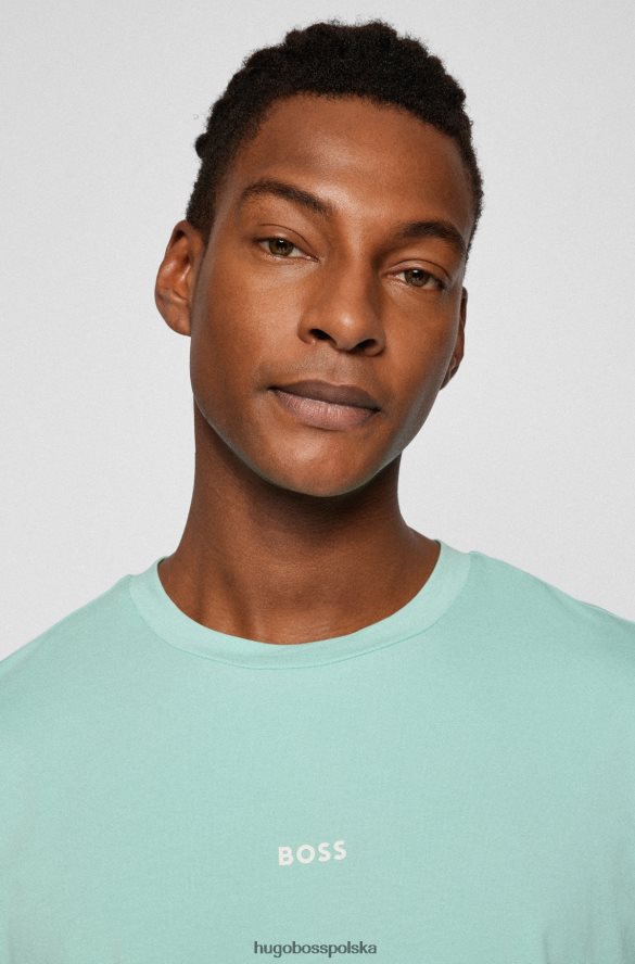Hugo Boss jasnozielona koszulka o swobodnym kroju z elastycznej bawełny z nadrukiem logo hugo jasnozielony R0X0H61172