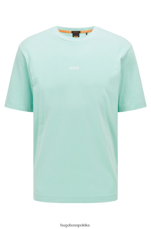 Hugo Boss jasnozielona koszulka o swobodnym kroju z elastycznej bawełny z nadrukiem logo hugo jasnozielony R0X0H61172