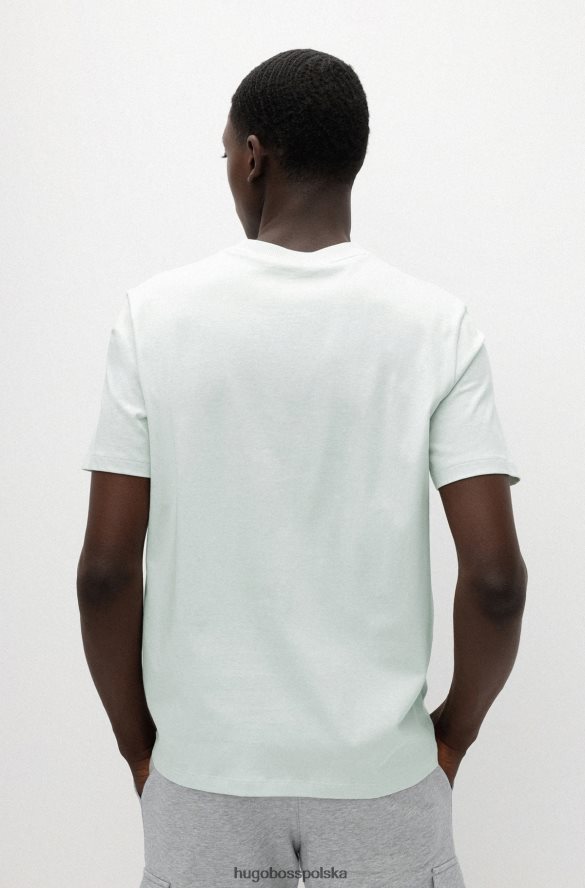 Hugo Boss jasnozielona koszulka z bawełny organicznej z paskiem i logo hugo jasnozielony R0X0H62389