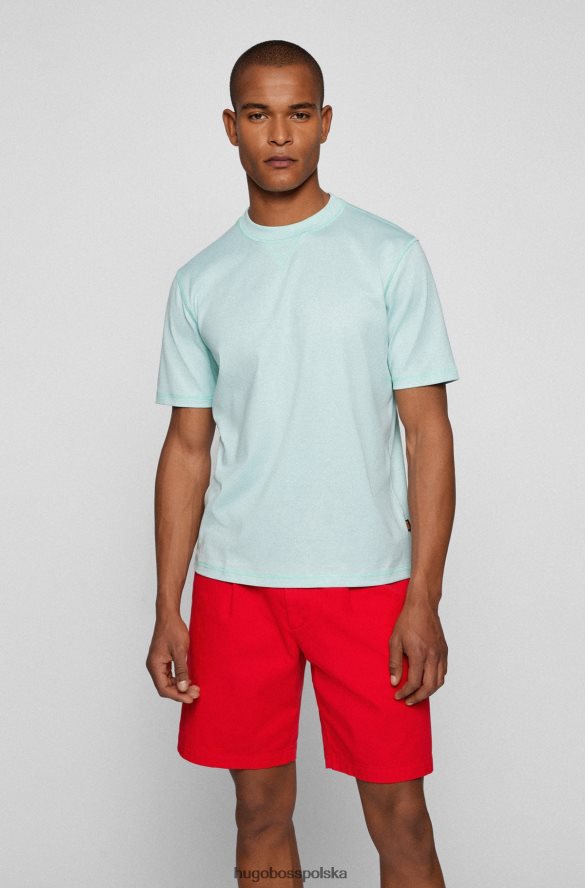 Hugo Boss jasnozielony, bawełniany t-shirt hugo moulin¨¦ z okrągłym dekoltem i wstawką w kształcie litery V jasnozielony R0X0H63740