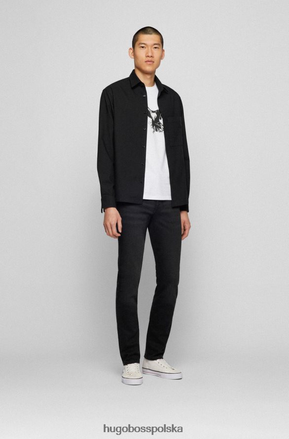 Hugo Boss koszulka Think2 50469653 czarna czarny biały R0X0H674