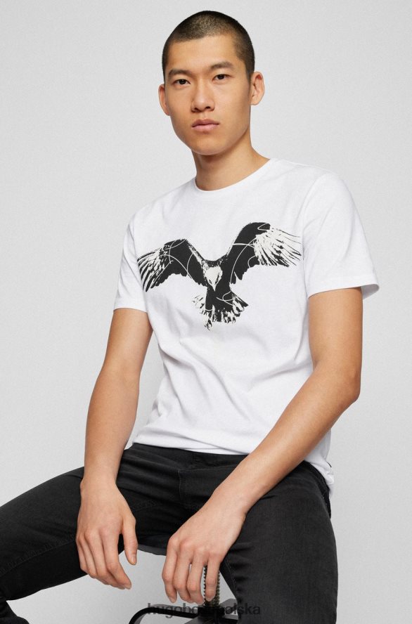 Hugo Boss koszulka Think2 50469653 czarna czarny biały R0X0H674