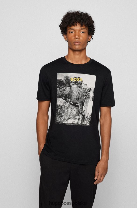 Hugo Boss koszulka górna 50465266 czarna czarny/oliwkowy R0X0H627
