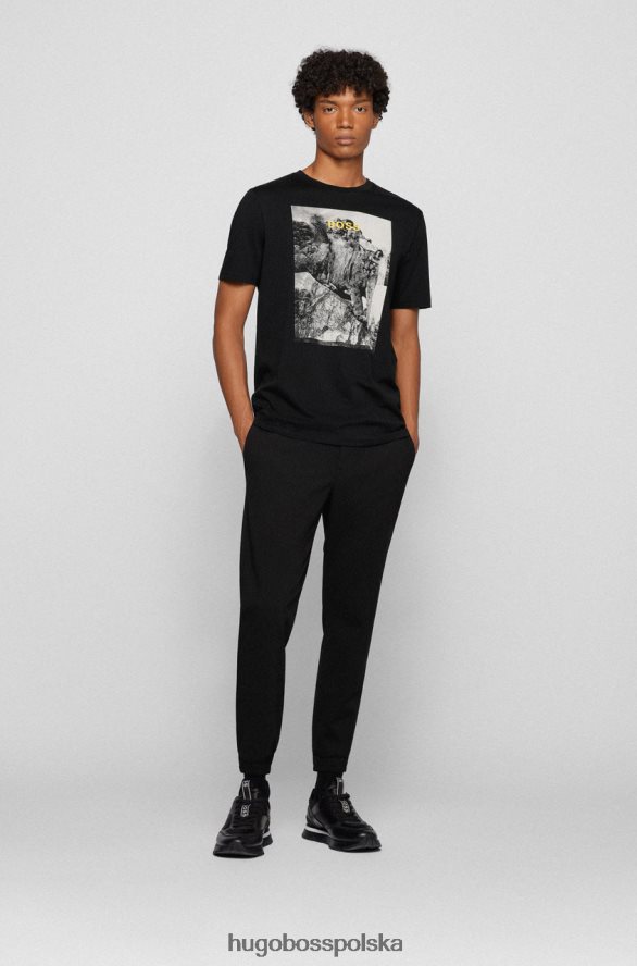 Hugo Boss koszulka górna 50465266 czarna czarny/oliwkowy R0X0H627