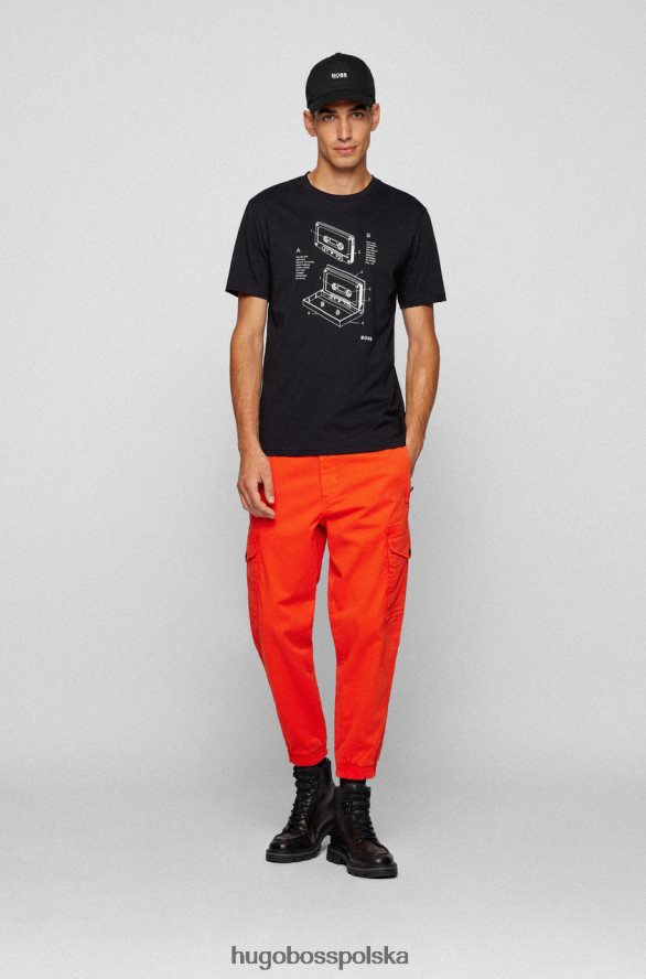 Hugo Boss koszulka t-casette 50460597 czarna czarny/granatowy R0X0H6224