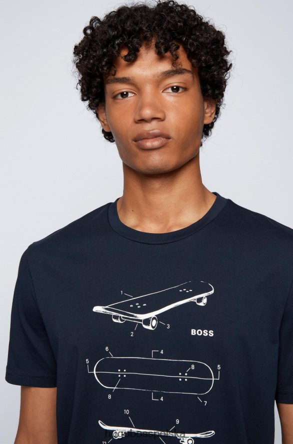 Hugo Boss koszulka t-casette 50460597 czarna czarny/granatowy R0X0H6224