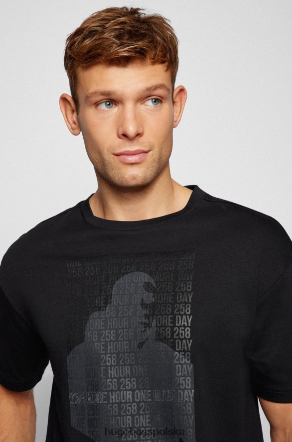 Hugo Boss koszulka talboa aj 50457455 czarna czarny biały R0X0H6204