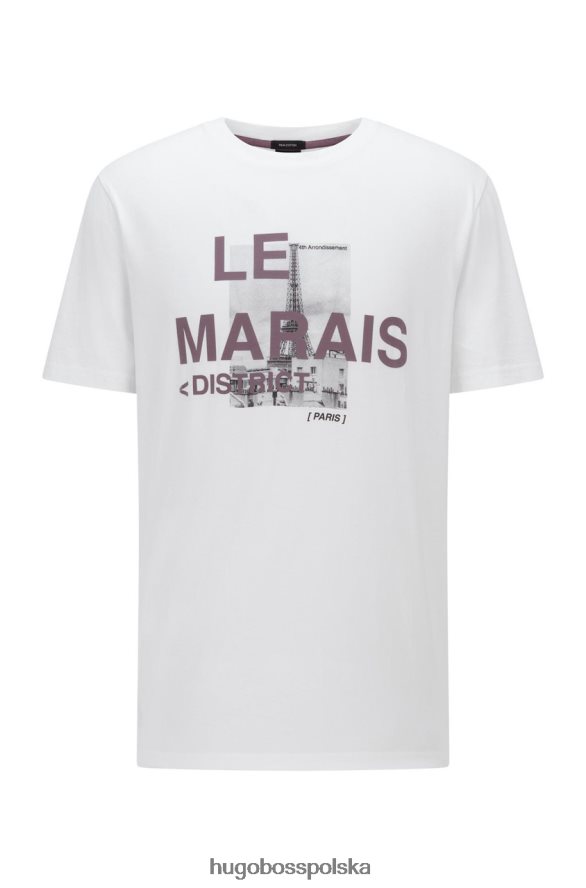 Hugo Boss koszulka tcity 50460580 biała biały/naturalny R0X0H6223