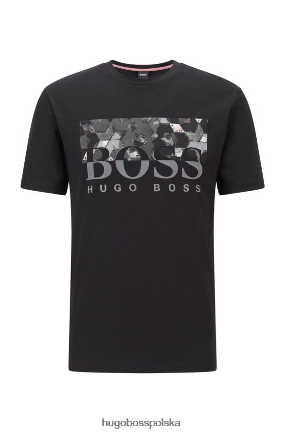 Hugo Boss koszulka teally 50453672 czarna czarny R0X0H6280
