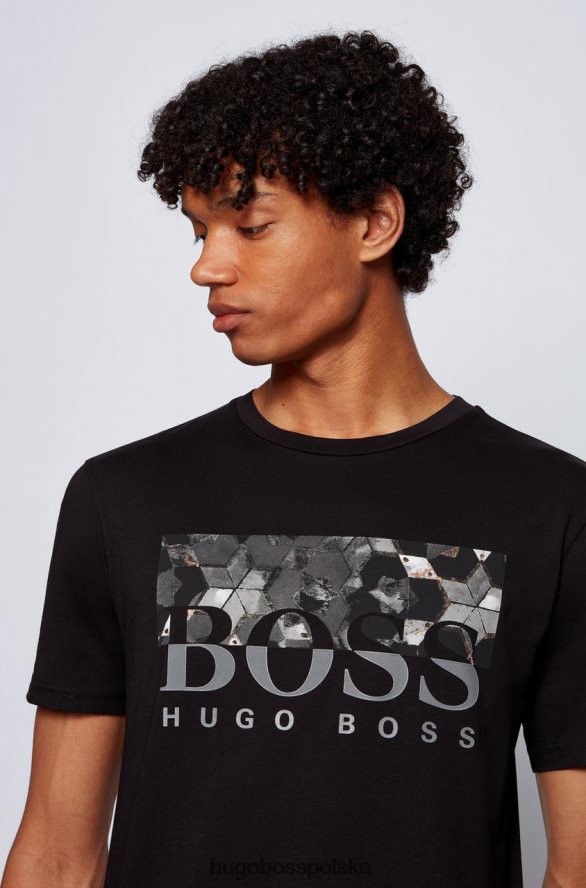 Hugo Boss koszulka teally 50453672 czarna czarny R0X0H6280