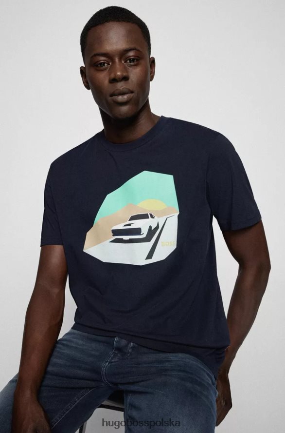 Hugo Boss koszulka teecar 50473047 ciemnoniebieska ciemnoniebieski/czarny R0X0H64