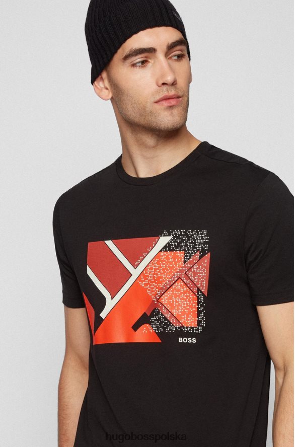 Hugo Boss koszulka teeonic 50455766 czarna czarny/biały/zielony R0X0H6192