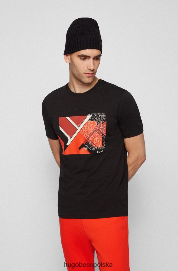 Hugo Boss koszulka teeonic 50455766 czarna czarny/biały/zielony R0X0H6192