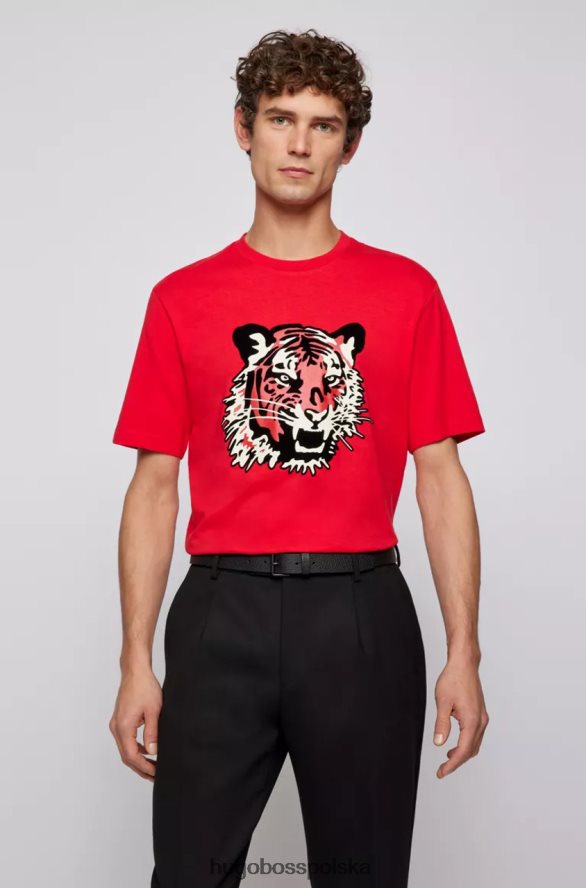 Hugo Boss koszulka tiburt 50462724 czerwona czerwony/biały/czarny R0X0H6221