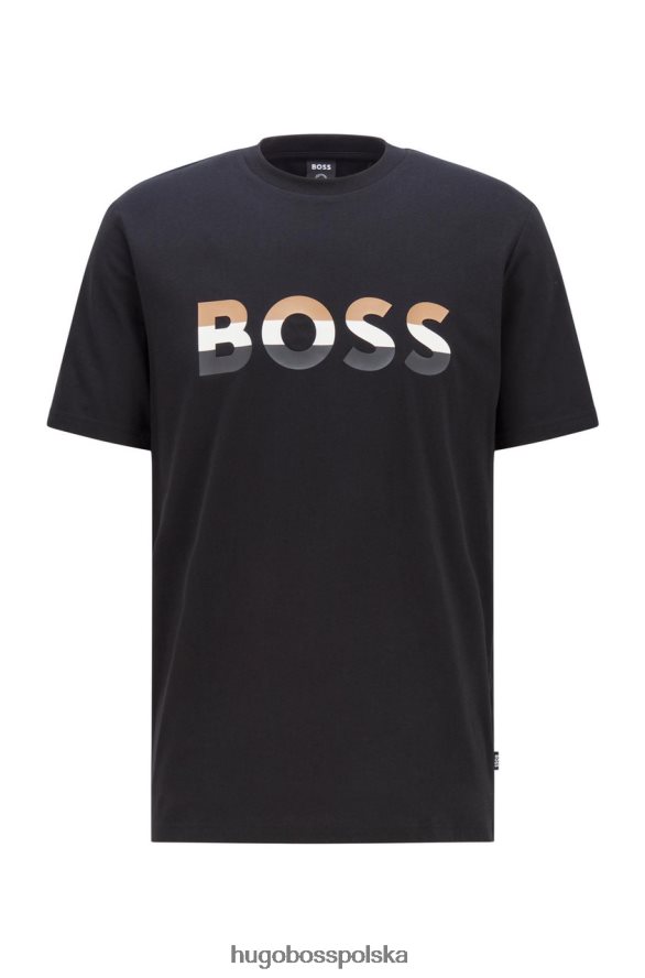 Hugo Boss koszulka tiburt 50467075 czarna czarny biały R0X0H673