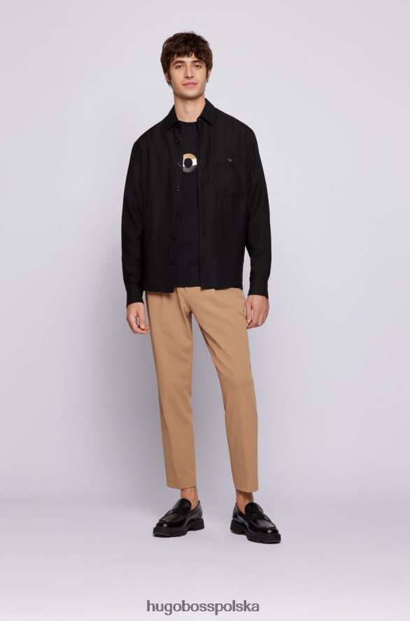 Hugo Boss koszulka tiburt 50467075 czarna czarny biały R0X0H673