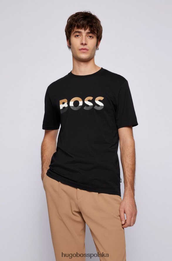 Hugo Boss koszulka tiburt 50467075 czarna czarny biały R0X0H673