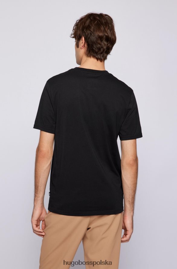 Hugo Boss koszulka tiburt 50467075 czarna czarny biały R0X0H673