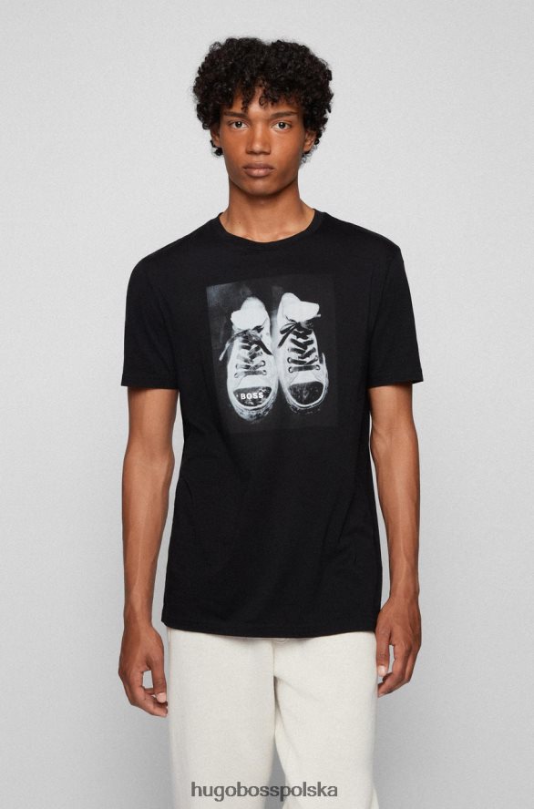 Hugo Boss koszulka tninetees 50460611 czarna czarny R0X0H6220