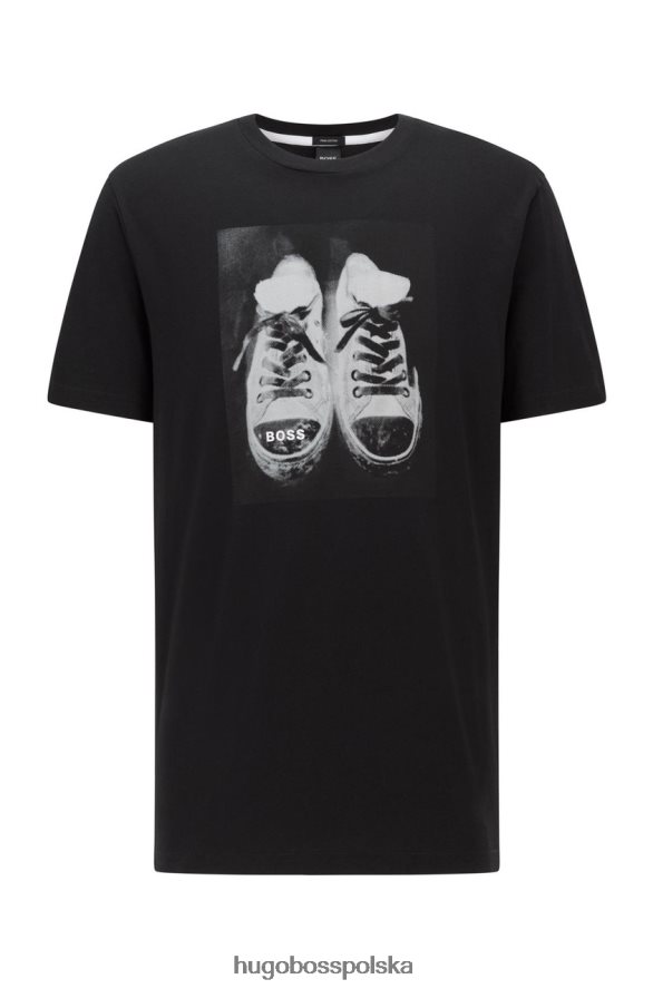 Hugo Boss koszulka tninetees 50460611 czarna czarny R0X0H6220