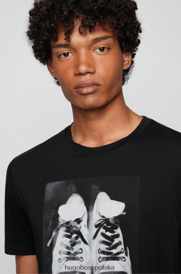 Hugo Boss koszulka tninetees 50460611 czarna czarny R0X0H6220