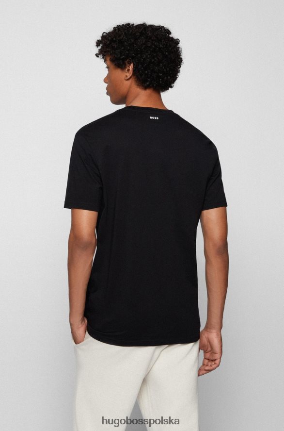 Hugo Boss koszulka tninetees 50460611 czarna czarny R0X0H6220