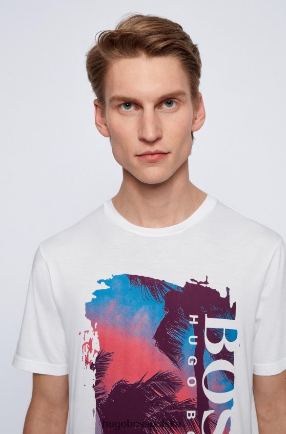 Hugo Boss koszulka tsummery 50453656 czarna czarny/biały/naturalny/różowy/miedziany R0X0H6279