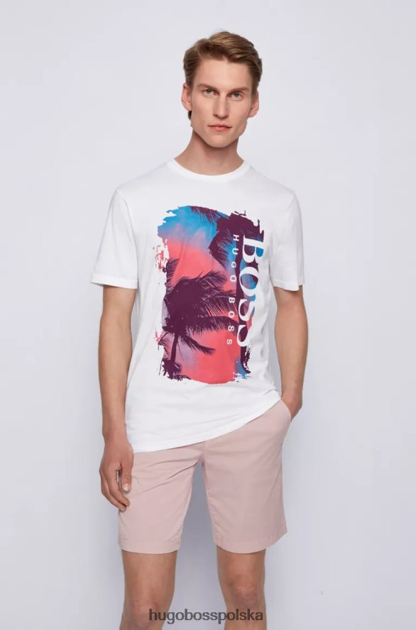 Hugo Boss koszulka tsummery 50453656 czarna czarny/biały/naturalny/różowy/miedziany R0X0H6279