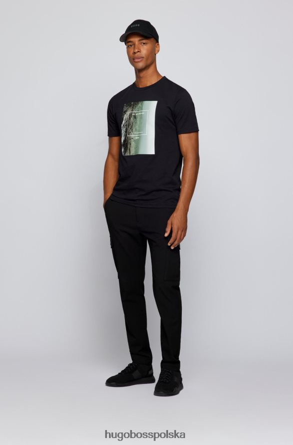 Hugo Boss koszulka tyro 50465384 czarna czarny biały R0X0H625