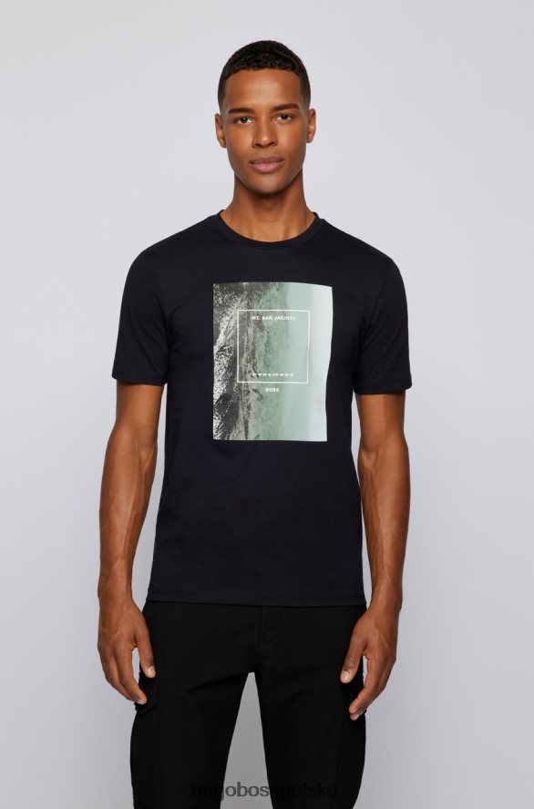 Hugo Boss koszulka tyro 50465384 czarna czarny biały R0X0H625