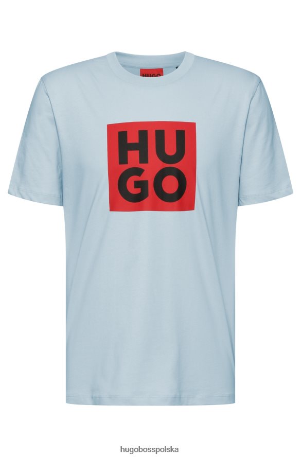 Hugo Boss koszulka z bawełny organicznej z nowym nadrukiem logo Hugo w kolorze jasnoniebieskim jasny niebieski R0X0H64417