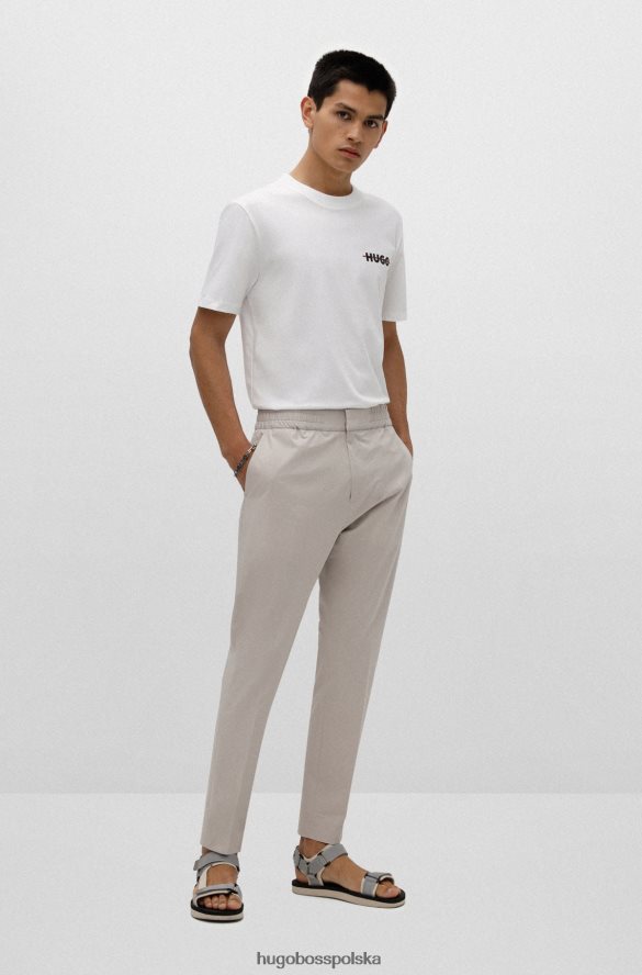 Hugo Boss koszulka z bawełny organicznej z paskiem i logo hugo biała biały R0X0H62390