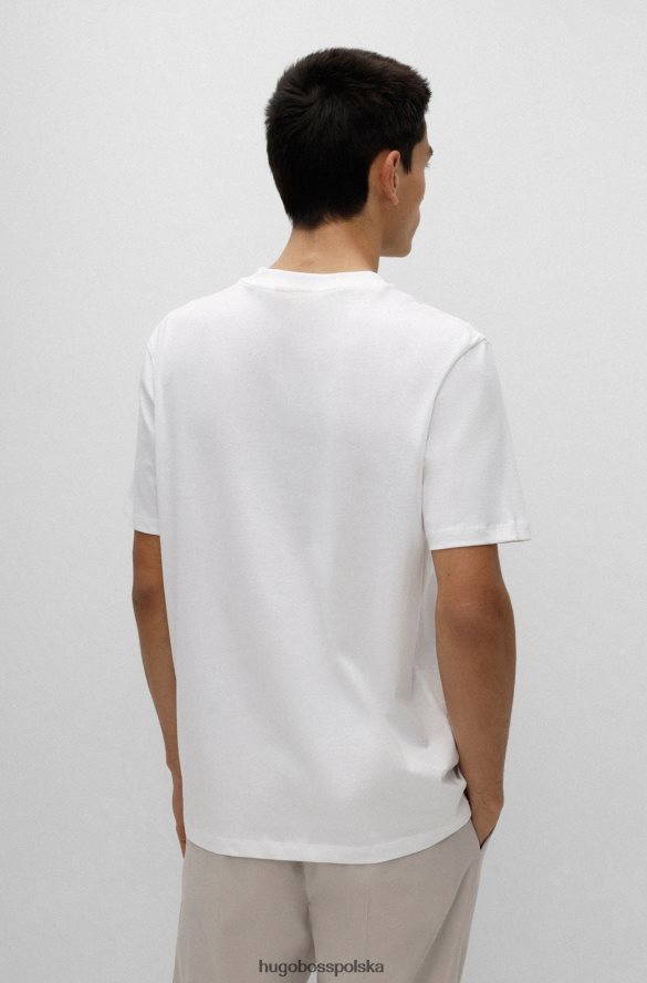 Hugo Boss koszulka z bawełny organicznej z paskiem i logo hugo biała biały R0X0H62390