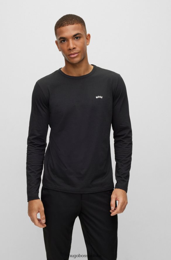 Hugo Boss koszulka z bawełny organicznej z zakrzywionym logo Hugo w kolorze czarnym czarny R0X0H62645