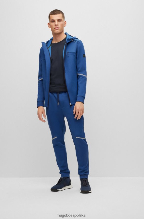 Hugo Boss koszulka z bawełny organicznej z zakrzywionym logo w kolorze ciemnoniebieskim hugo ciemny niebieski R0X0H62643