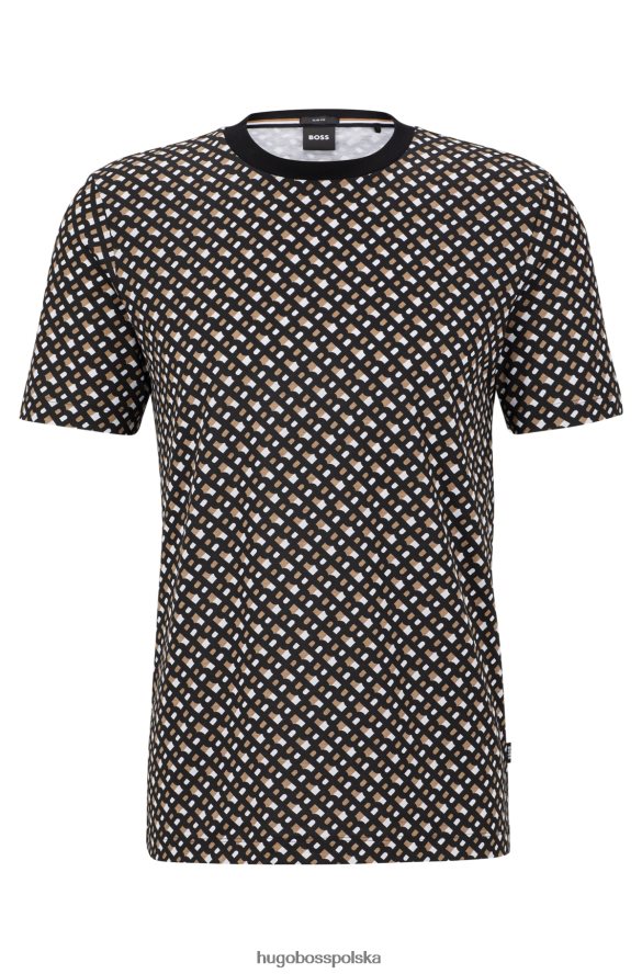 Hugo Boss koszulka z merceryzowanej bawełny z powtarzającymi się monogramami, wzorzysta hugo wzorzyste R0X0H64277