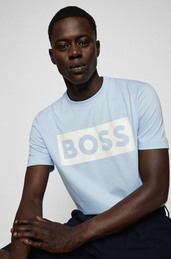 Hugo Boss koszulka z merceryzowanej bawełny ze zmieniającym kolor logo hugo jasnoniebieskim jasny niebieski R0X0H63375