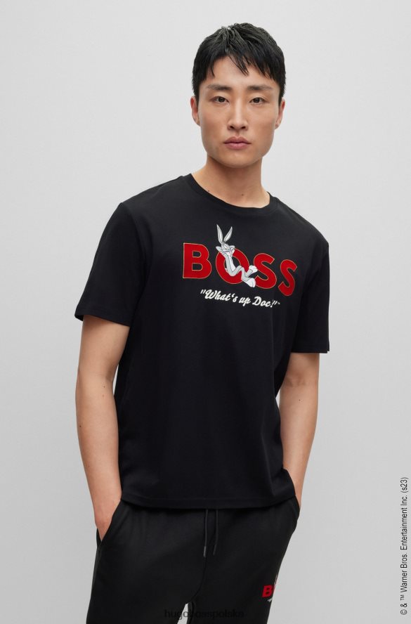 Hugo Boss looney tunes x koszulka z merceryzowanej bawełny czarny R0X0H62321
