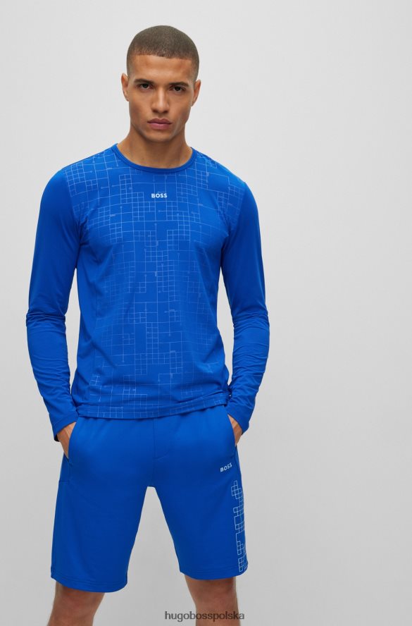 Hugo Boss niebieska koszulka Hugo z aktywnym stretchem i efektem świecenia w ciemności niebieski R0X0H62973