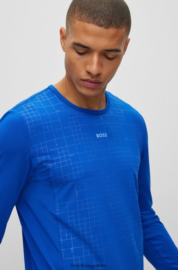 Hugo Boss niebieska koszulka Hugo z aktywnym stretchem i efektem świecenia w ciemności niebieski R0X0H62973
