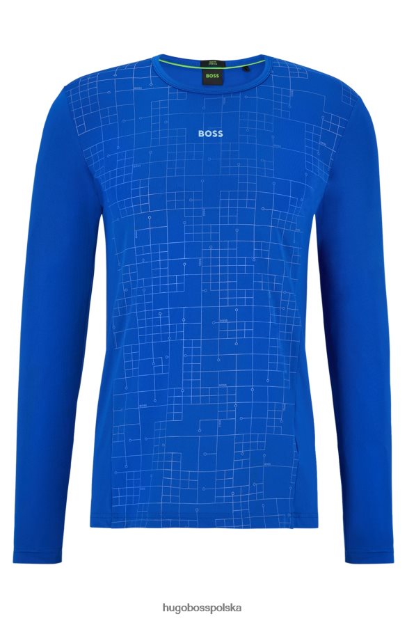 Hugo Boss niebieska koszulka Hugo z aktywnym stretchem i efektem świecenia w ciemności niebieski R0X0H62973