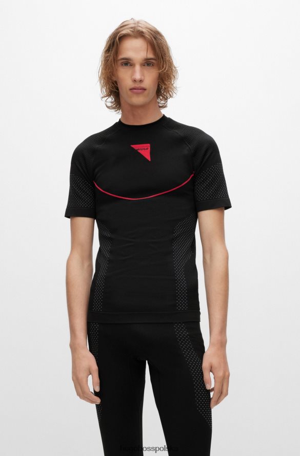 Hugo Boss super rozciągliwa koszulka o dopasowanym kroju z lamówką i logo kapsuły Hugo w kolorze czarnym czarny R0X0H64279