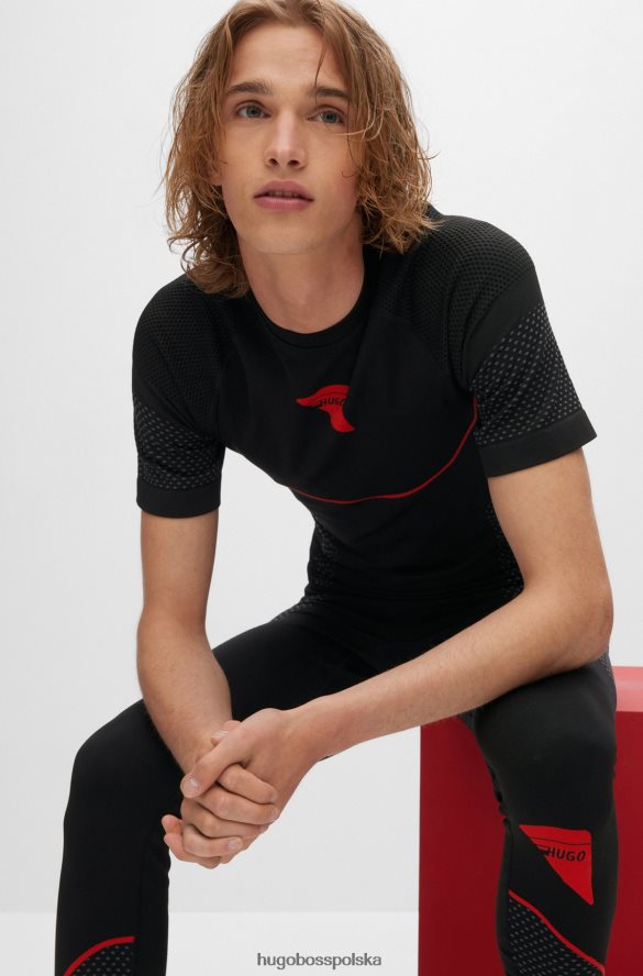 Hugo Boss super rozciągliwa koszulka o dopasowanym kroju z lamówką i logo kapsuły Hugo w kolorze czarnym czarny R0X0H64279