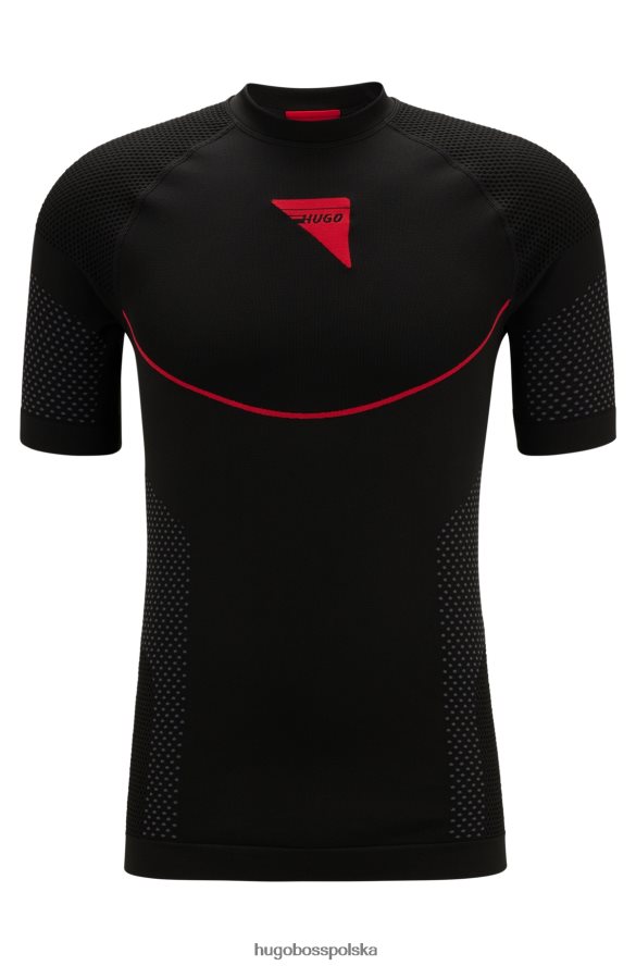 Hugo Boss super rozciągliwa koszulka o dopasowanym kroju z lamówką i logo kapsuły Hugo w kolorze czarnym czarny R0X0H64279