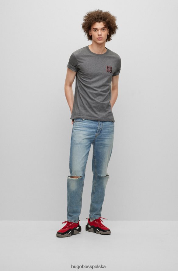 Hugo Boss szary, bawełniany t-shirt z nadrukiem logo hugo szary R0X0H61663
