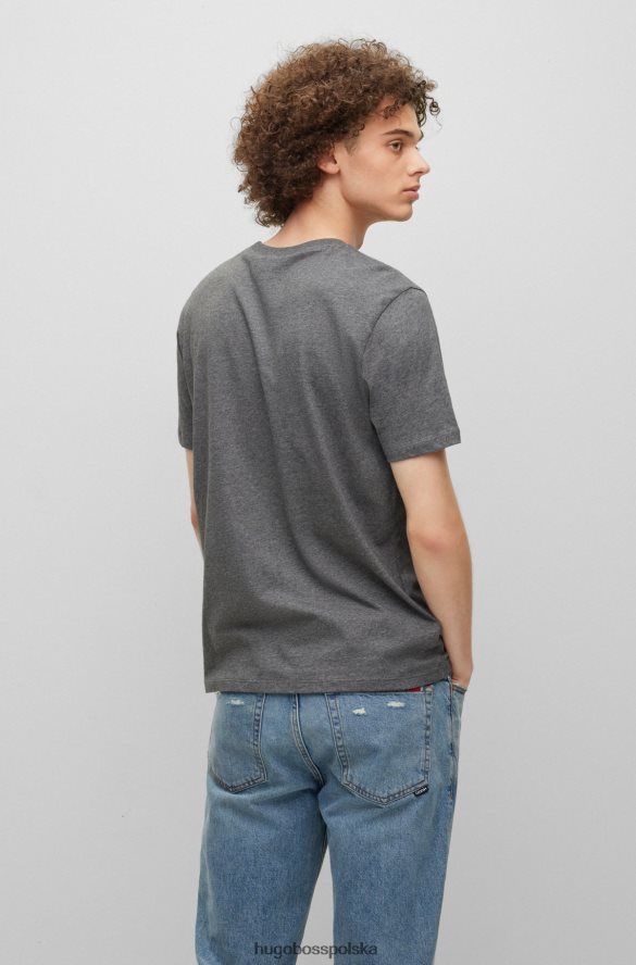 Hugo Boss szary, bawełniany t-shirt z nadrukiem logo hugo szary R0X0H61663