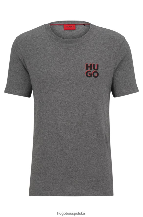 Hugo Boss szary, bawełniany t-shirt z nadrukiem logo hugo szary R0X0H61663
